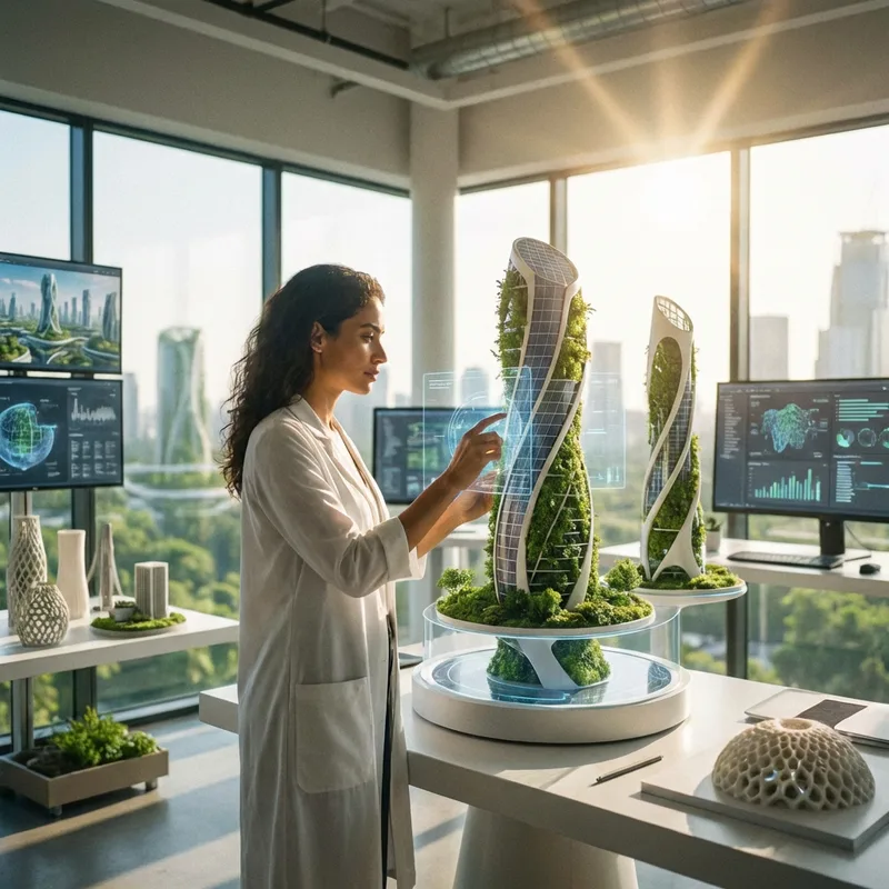 Future of AI for architects concept illustration.