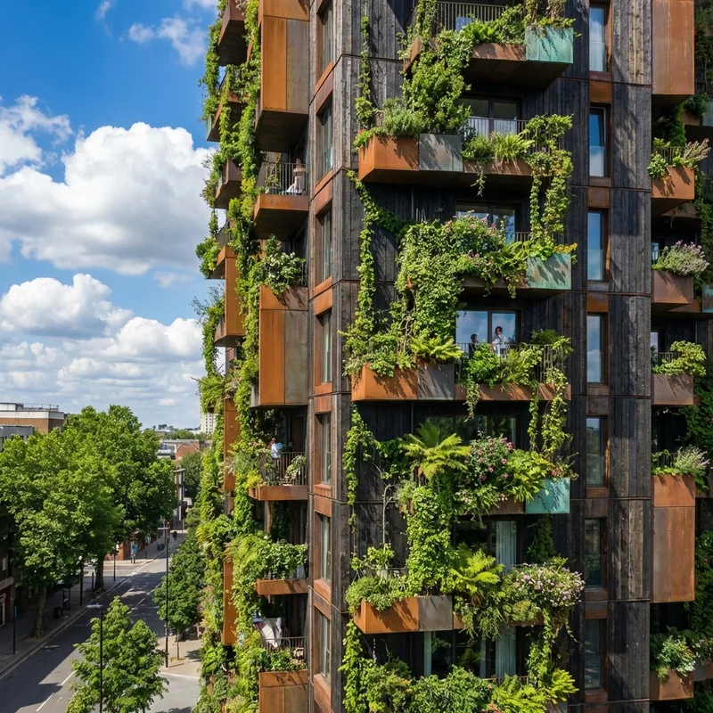 Generated high-rise residential tower example from RunDiffusion.