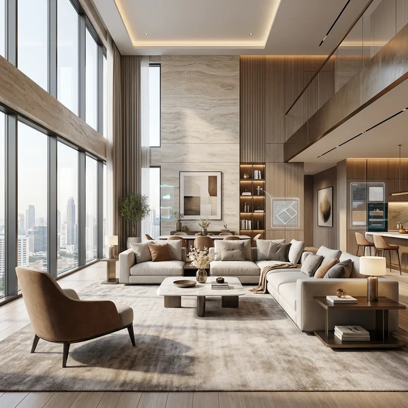 Interior design staging illustration for AI architecture workflows.