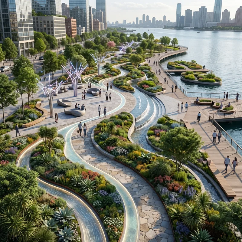 AI landscape architecture visualization illustration.