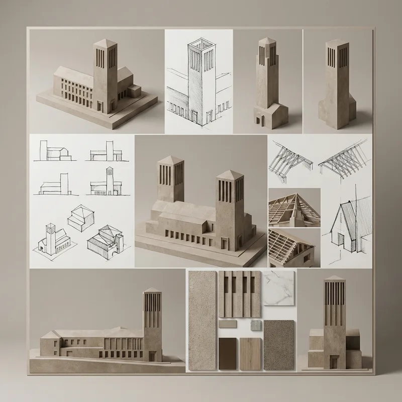 AI massing and form exploration illustration for architectural studies.