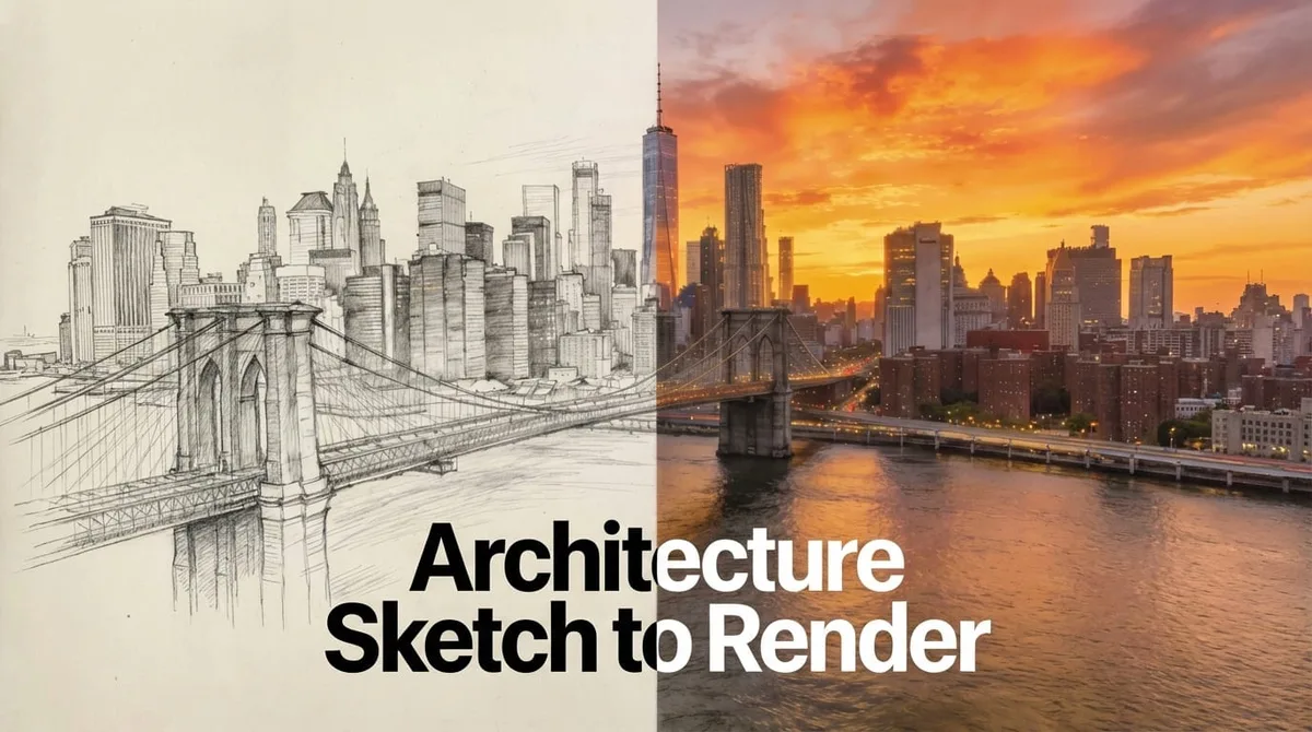 Screenshot promoting popular architecture prompts for AI rendering.