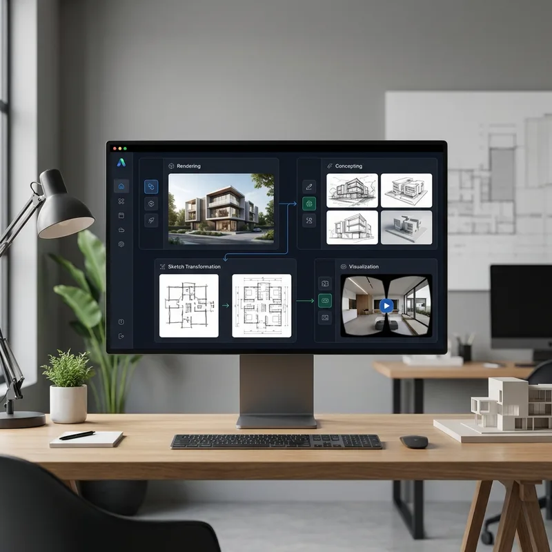 AI architecture workflows on RunDiffusion concept illustration.