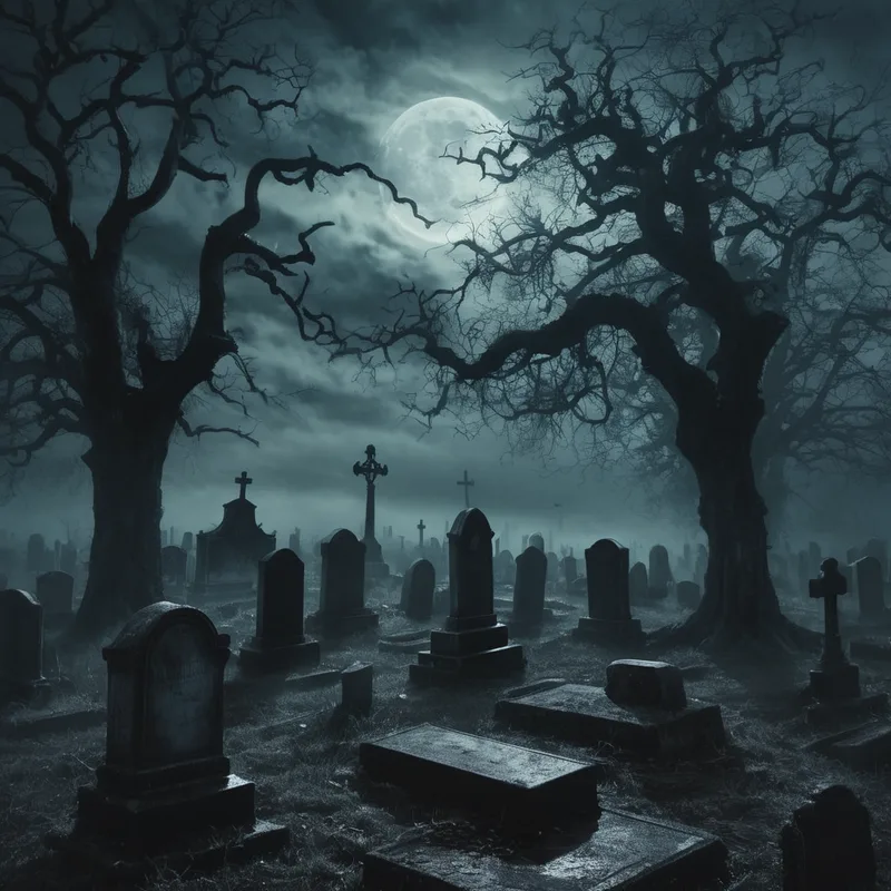 Dark Cemetary at night