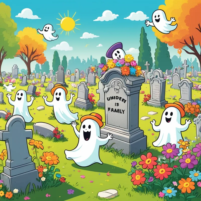 A happy cartoon cemetary