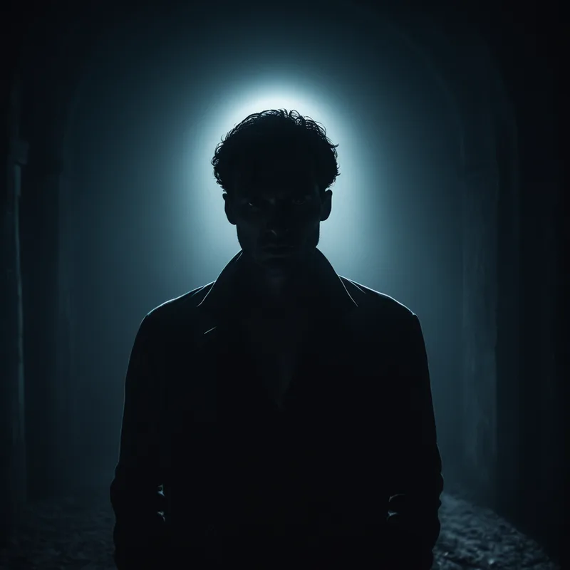 A dark silhouette of a man