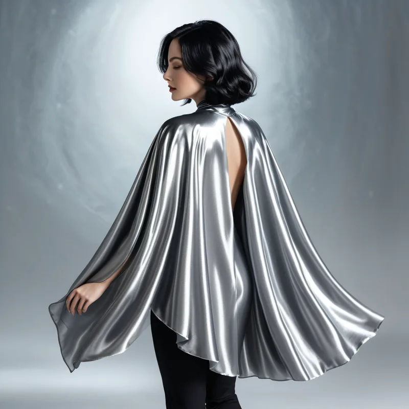 A woman with a flowing silver clothes