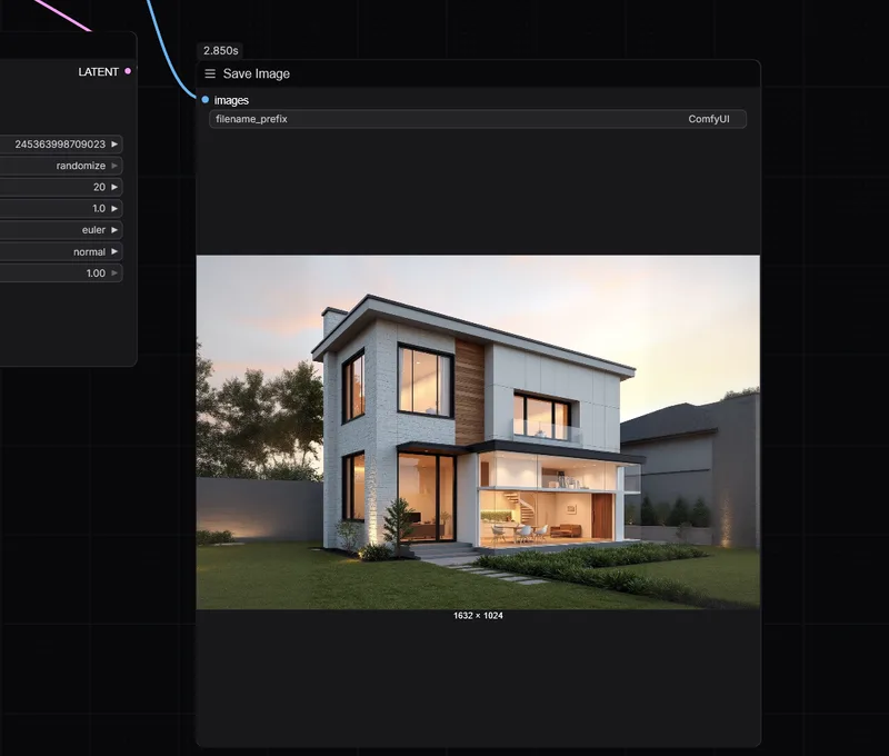 Save Image Node mit dem generierten Outpainting-Ergebnis