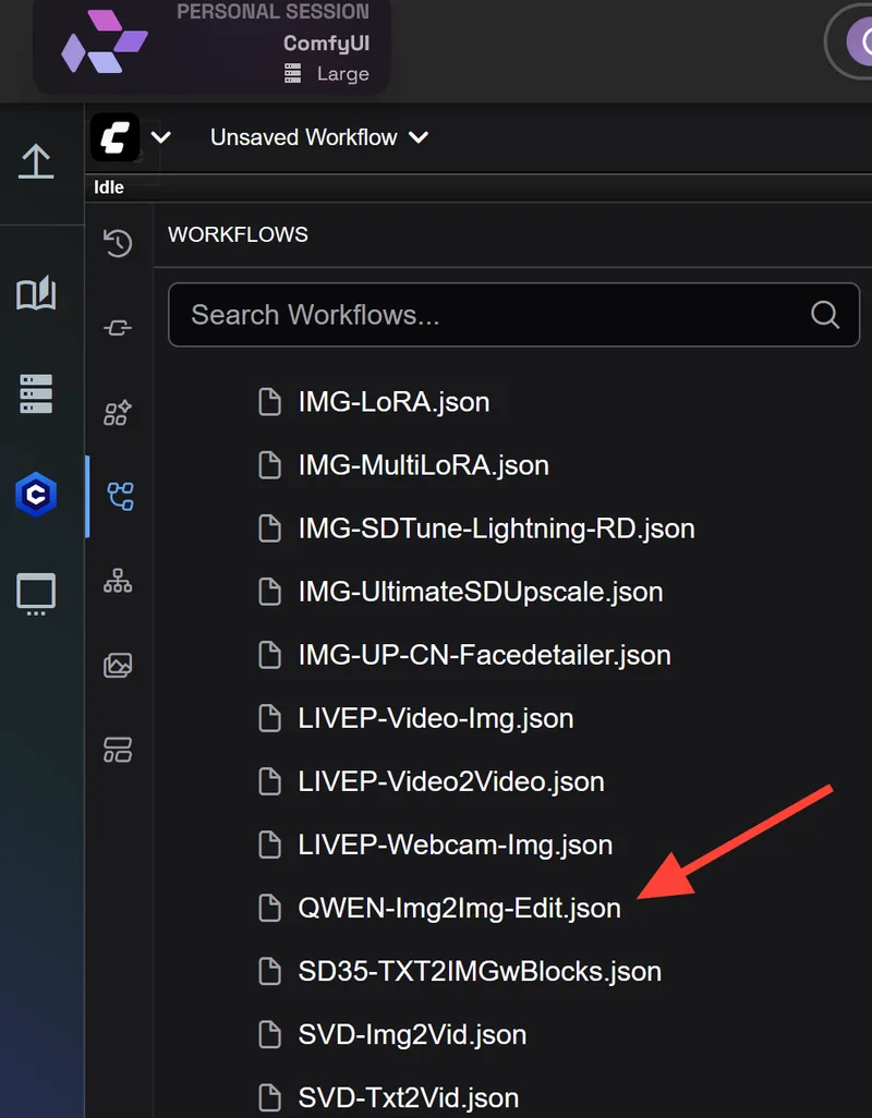 RD Workflows in ComfyUI öffnen