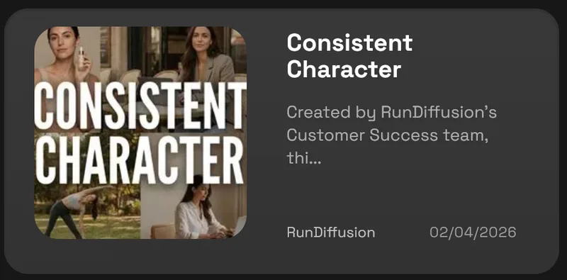 Screenshot zum Zugriff auf das Consistent Character Template