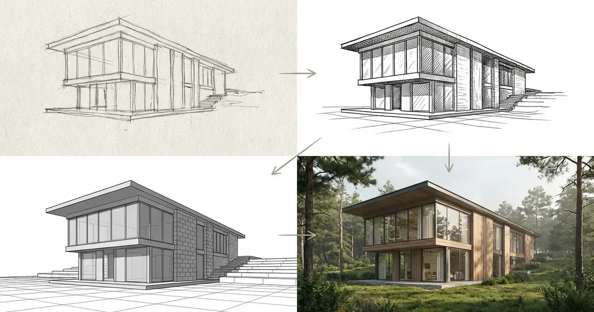 Architecture Sketch to Render Template