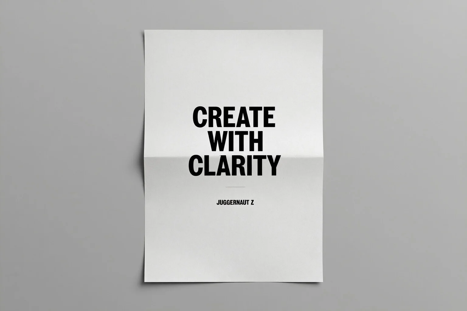 Exemple de poster de marque utilisant la mise en page de texte Create With Clarity et Juggernaut Z