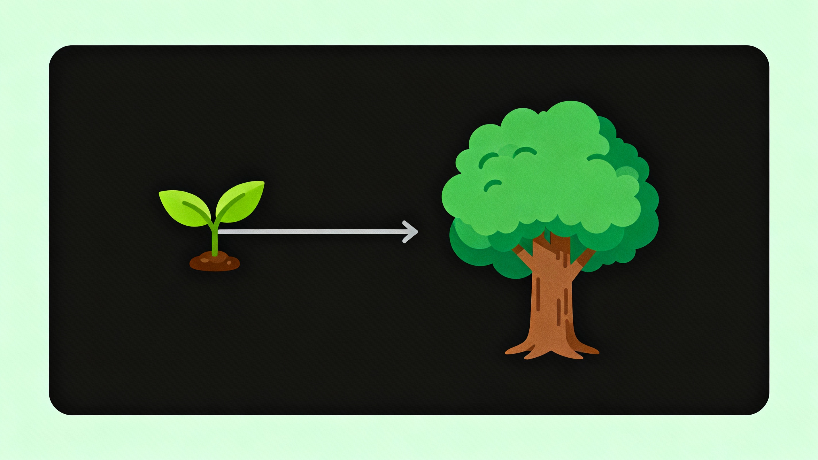 Illustration of a video timeline showing a seedling growing into a tree, representing Veo 3.1's frame to video feature.